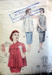 6973 BUTTERICK 50s MATERNITY SS/SLVLSS SMOCK,SKIRT PATTERN 16 34